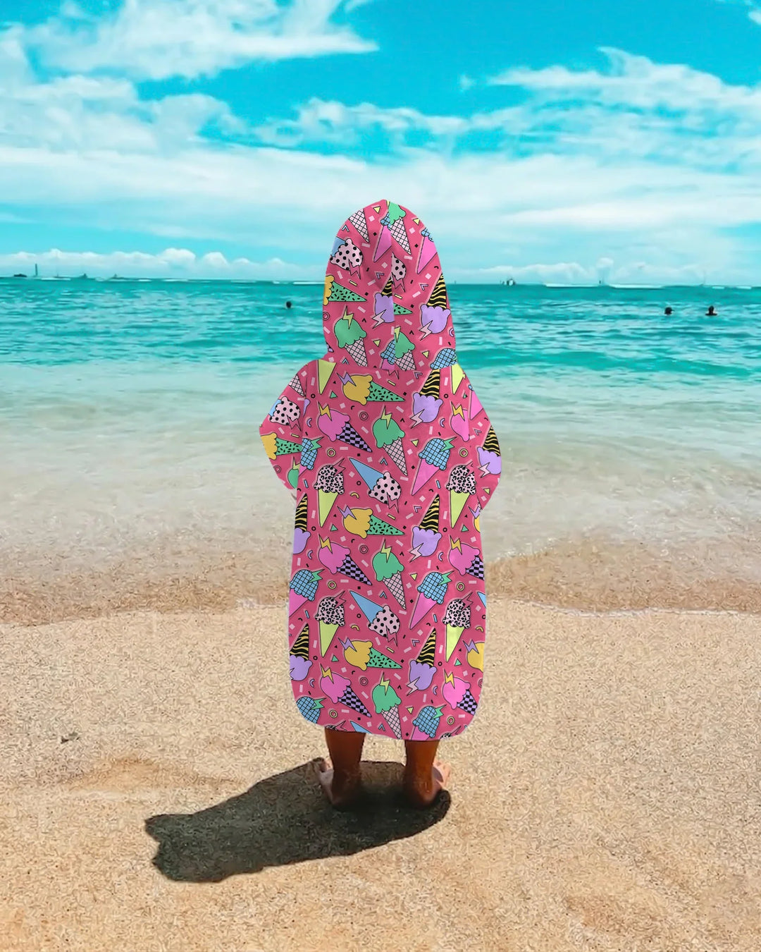 Summer Retro Ice Creams Family Matching Bamboo Swim Poncho