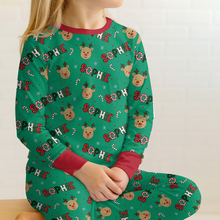 Zweiteiliges Langarm-Pyjama-Set mit Sommerfrüchten