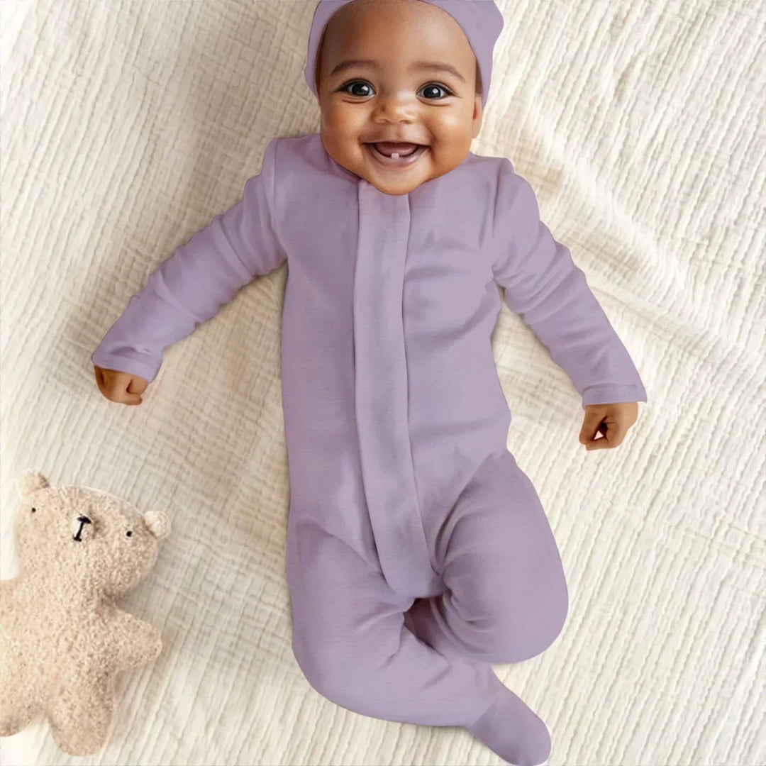 Taro Magnetic Footie Romper , Taro Magnetic Footie Romper - Newborn