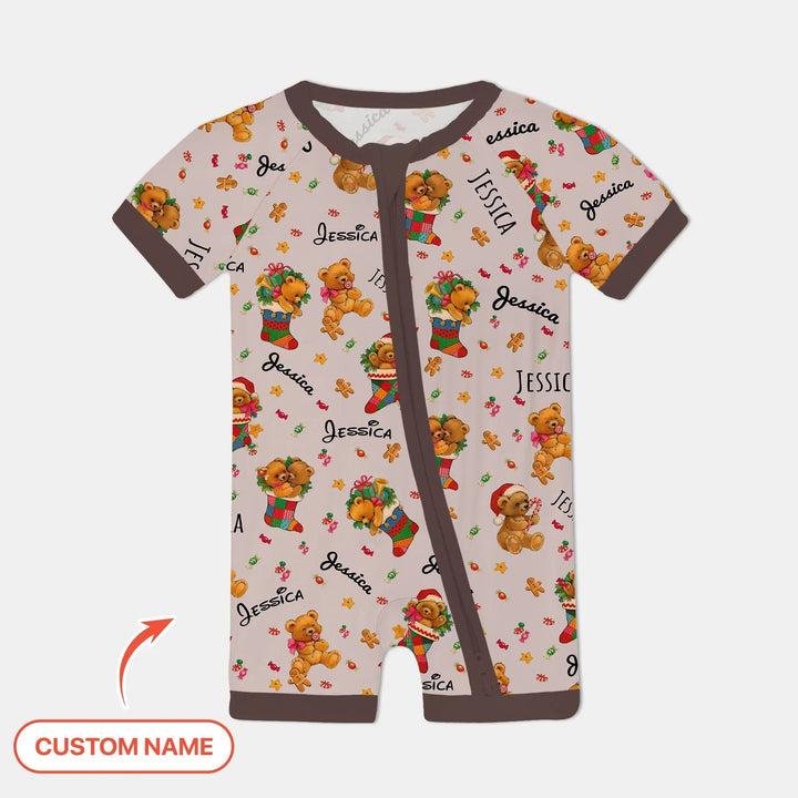 Teddy Bear Merry Christmas Custom Name Shorty Zippy - Zumbamboo