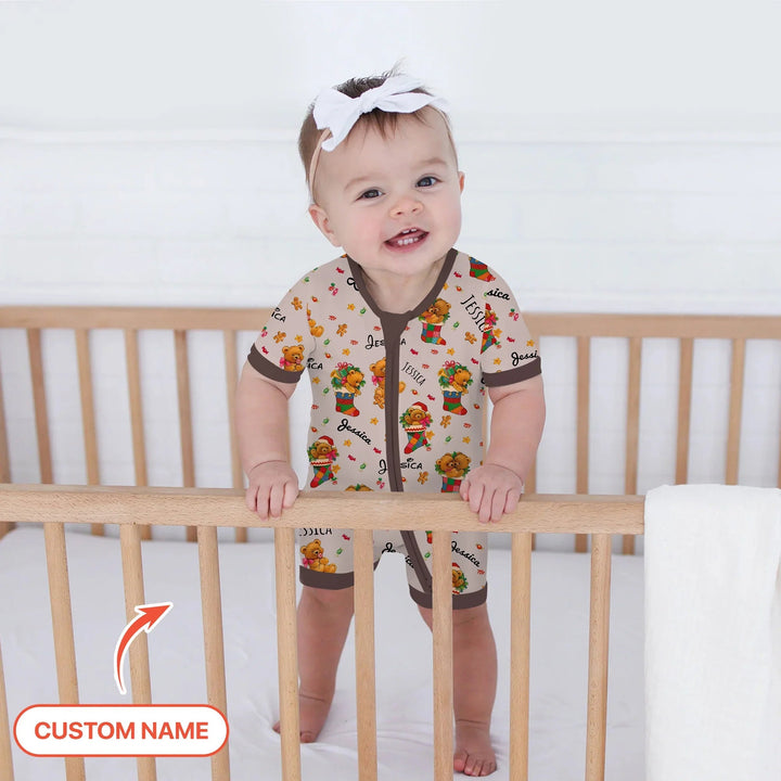 Teddy Bear Merry Christmas Custom Name Shorty Zippy - Zumbamboo