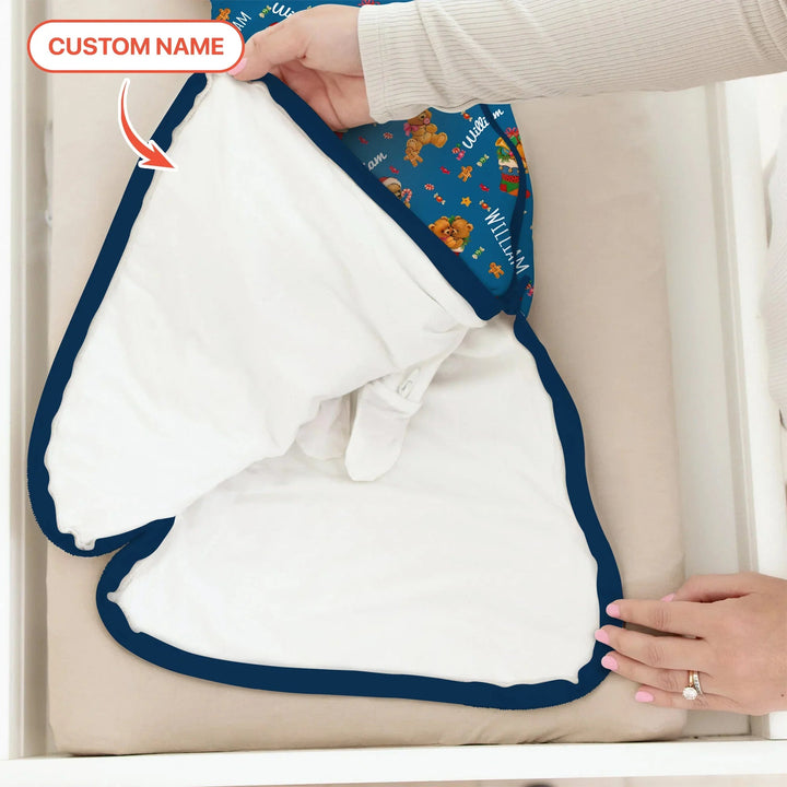 Teddy Bear Merry Christmas Custom Name Sleep Bag - Zumbamboo