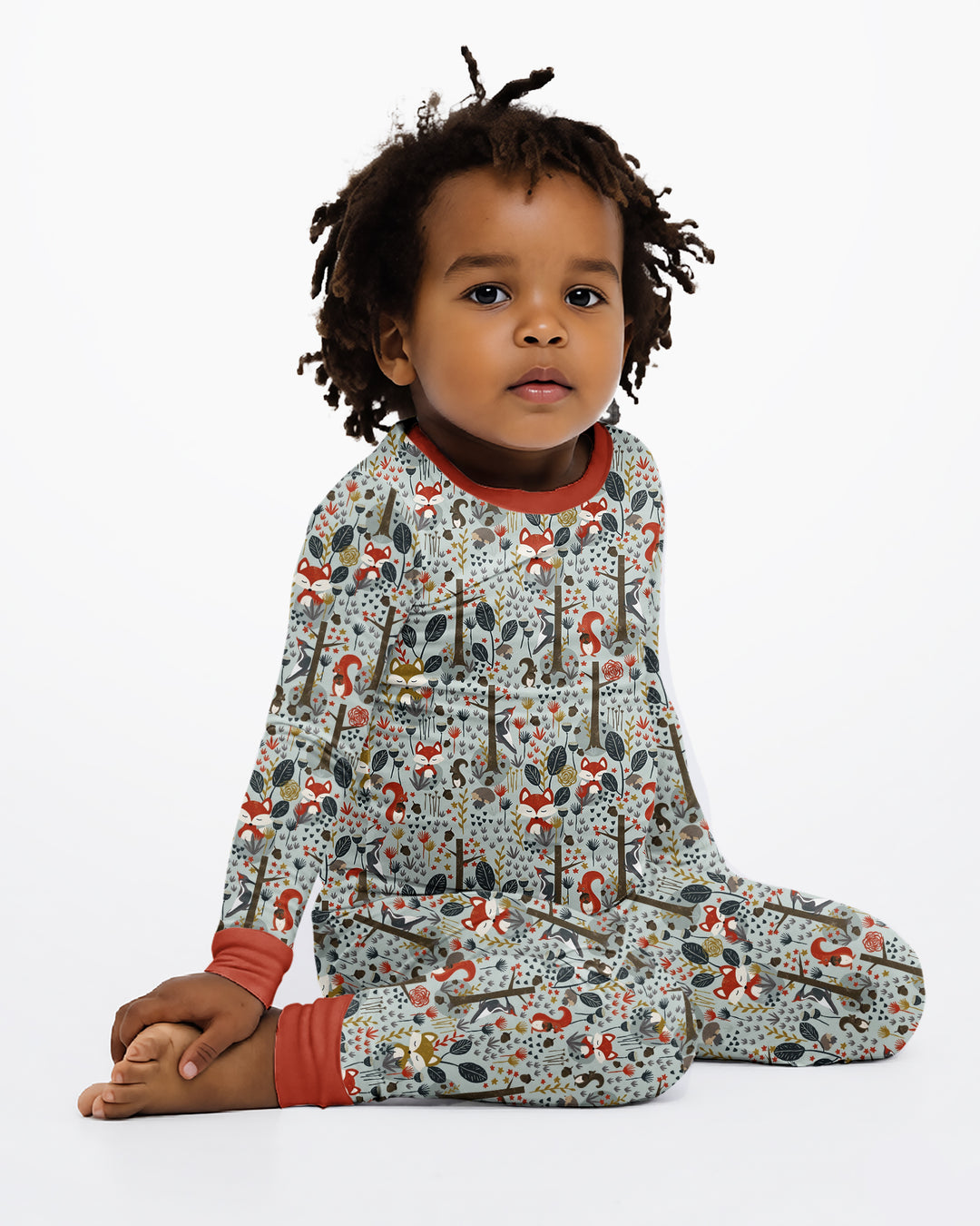 Rustic Woodland Foxes Bamboo Two Piece Long Sleeve Pajama Set