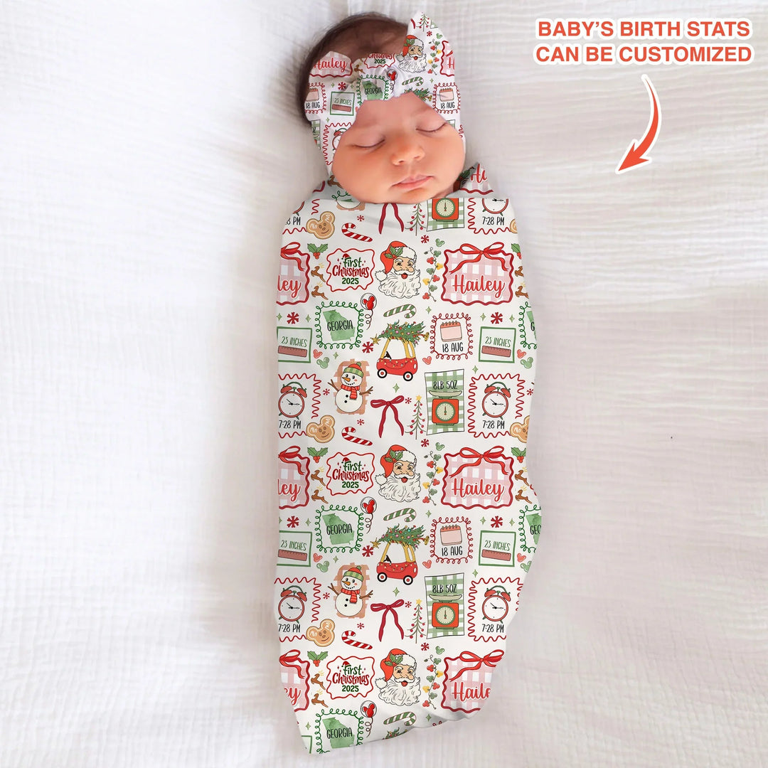 The Little Retro Dreamer First Christmas 2025 Swaddle Blanket - Zumbamboo