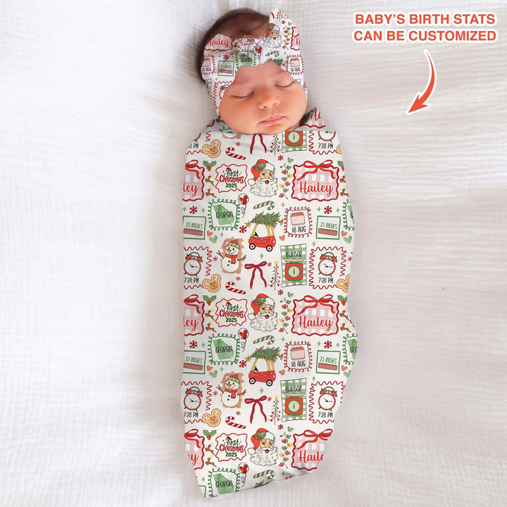 The Little Retro Dreamer First Christmas 2025 Swaddle Blanket - Zumbamboo