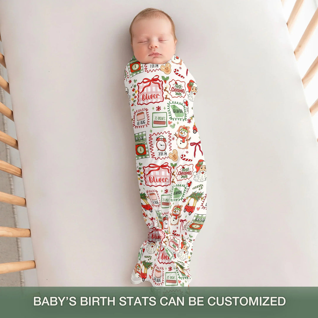 The Little Retro Dreamer First Christmas 2025 Swaddle Blanket - Zumbamboo
