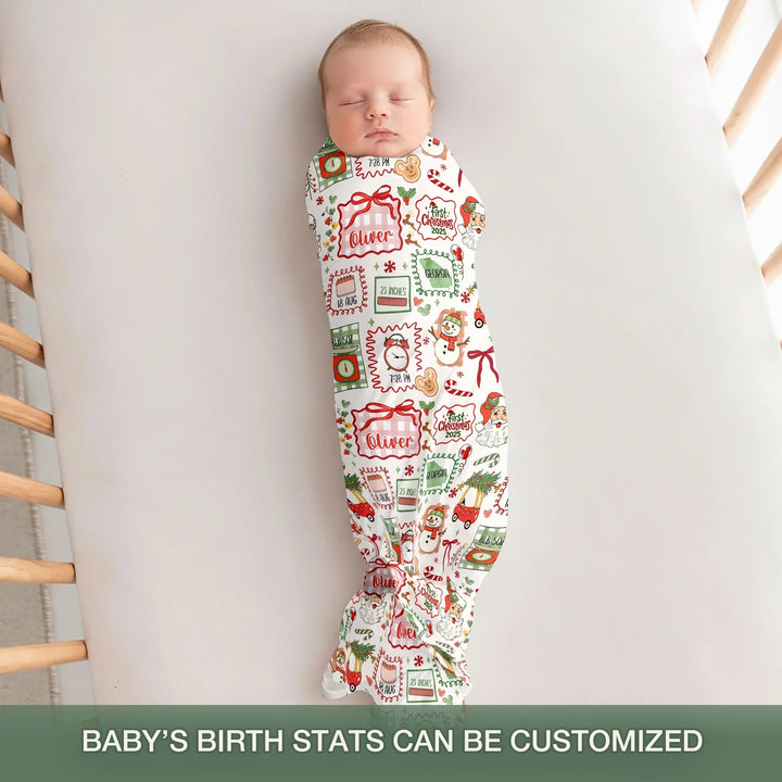 The Little Retro Dreamer First Christmas 2025 Swaddle Blanket - Zumbamboo