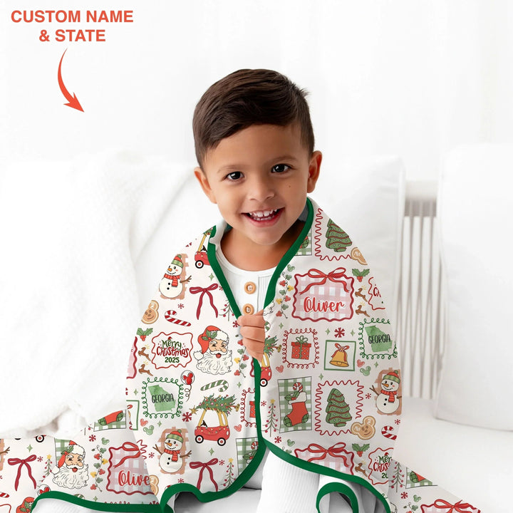 The Little Retro Dreamer Merry Christmas 2025 Toddler Blanket - Zumbamboo