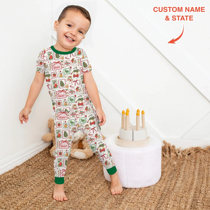 The Little Retro Dreamer Merry Christmas 2025 Two Piece Short Sleeve Pajama Set - Zumbamboo
