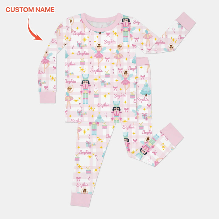 The Nutcracker Dreams Custom Name Two Piece Long Sleeve Pajama Set - Zumbamboo