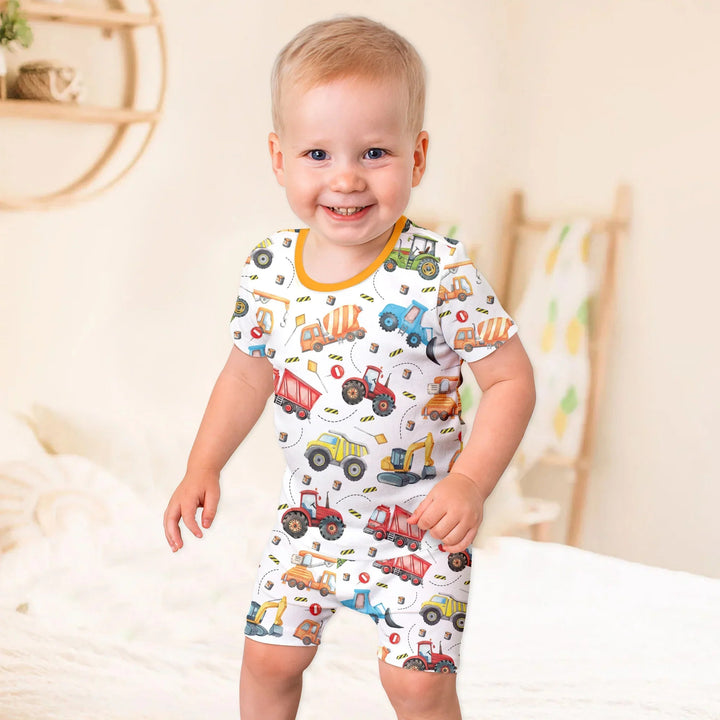 Tiny Builders Two Piece Short Sleeve Shorts Pajama Set - Zumbamboo