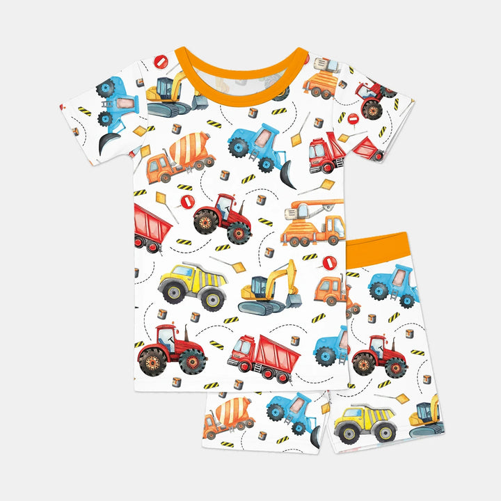 Tiny Builders Two Piece Short Sleeve Shorts Pajama Set - Zumbamboo