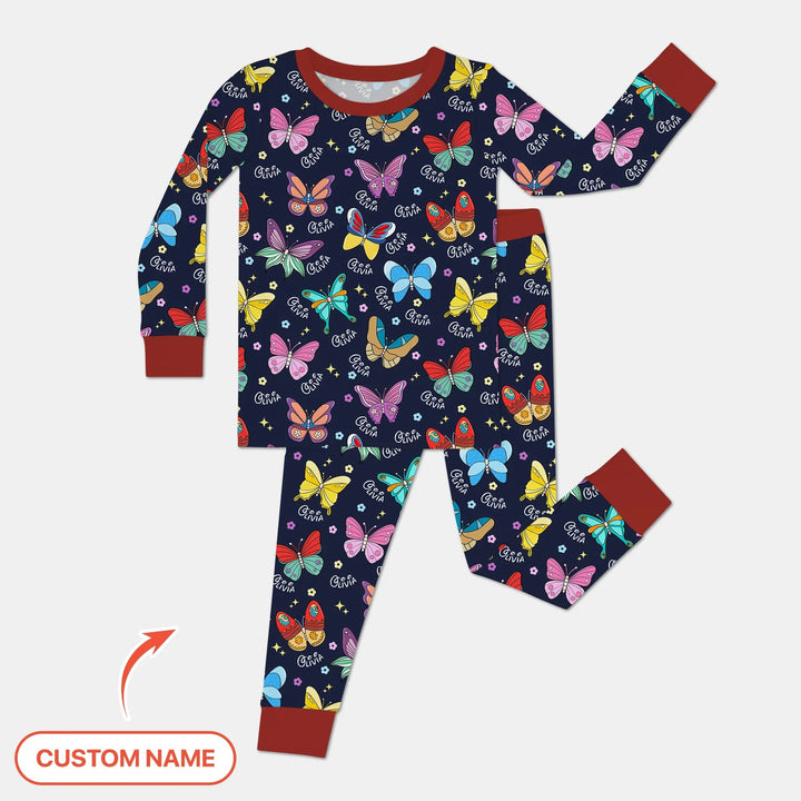 Tiny Wings: The Butterfly Princess Two Piece Long Sleeve Pajama Set - Zumbamboo