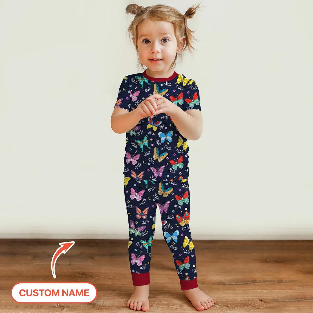 Tiny Wings: The Butterfly Princess Two Piece Short Sleeve Pajama Set - Zumbamboo