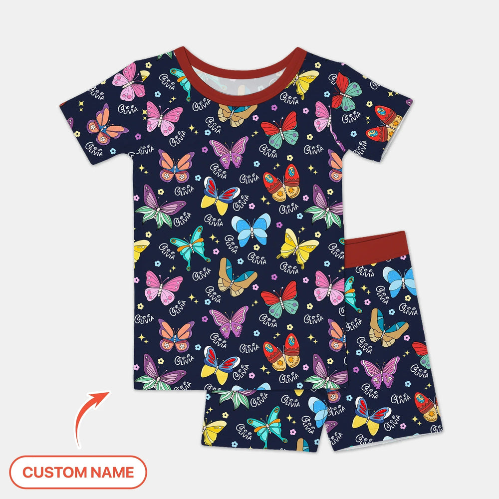 Tiny Wings: The Butterfly Princess Two Piece Short Sleeve Shorts Pajama Set - Zumbamboo