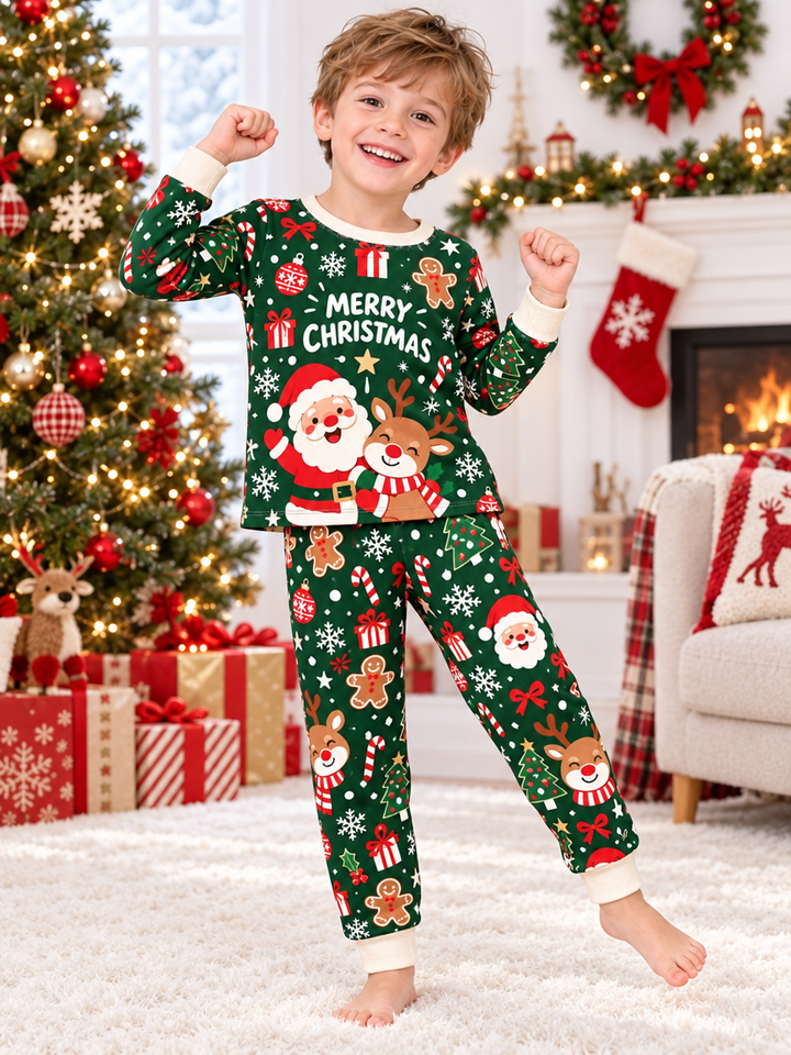 Jolly Santa Friends Bamboo Two Piece Long Sleeve Pajama Set