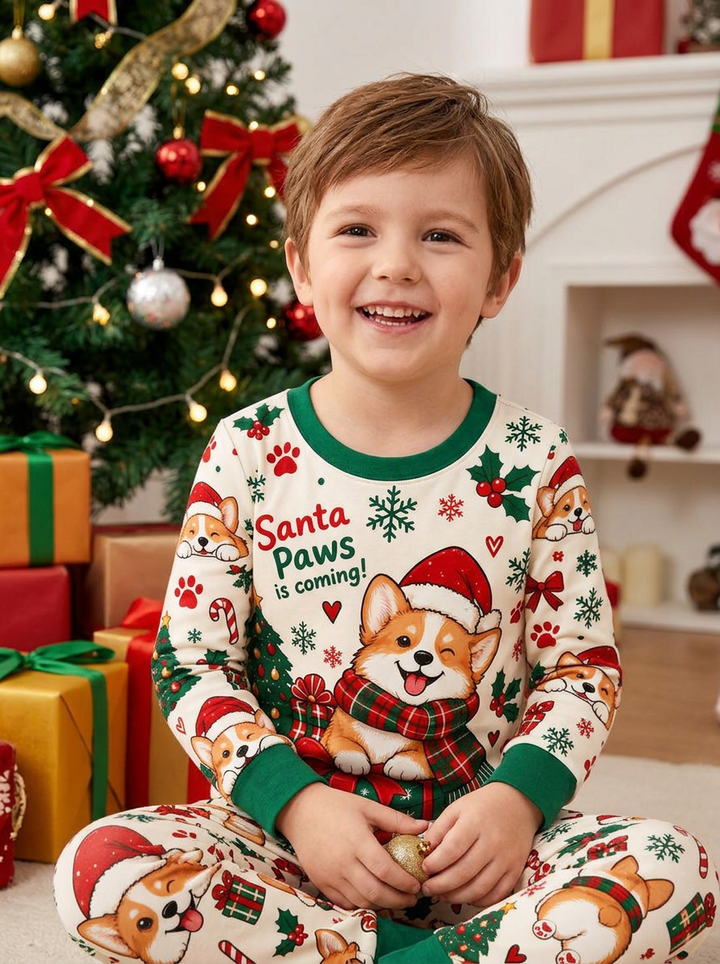 Santa Paws Holiday Surprise Bamboo Two Piece Long Sleeve Pajama Set