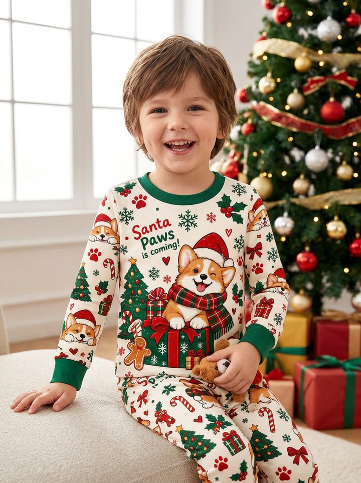 Santa Paws Holiday Surprise Bamboo Two Piece Long Sleeve Pajama Set