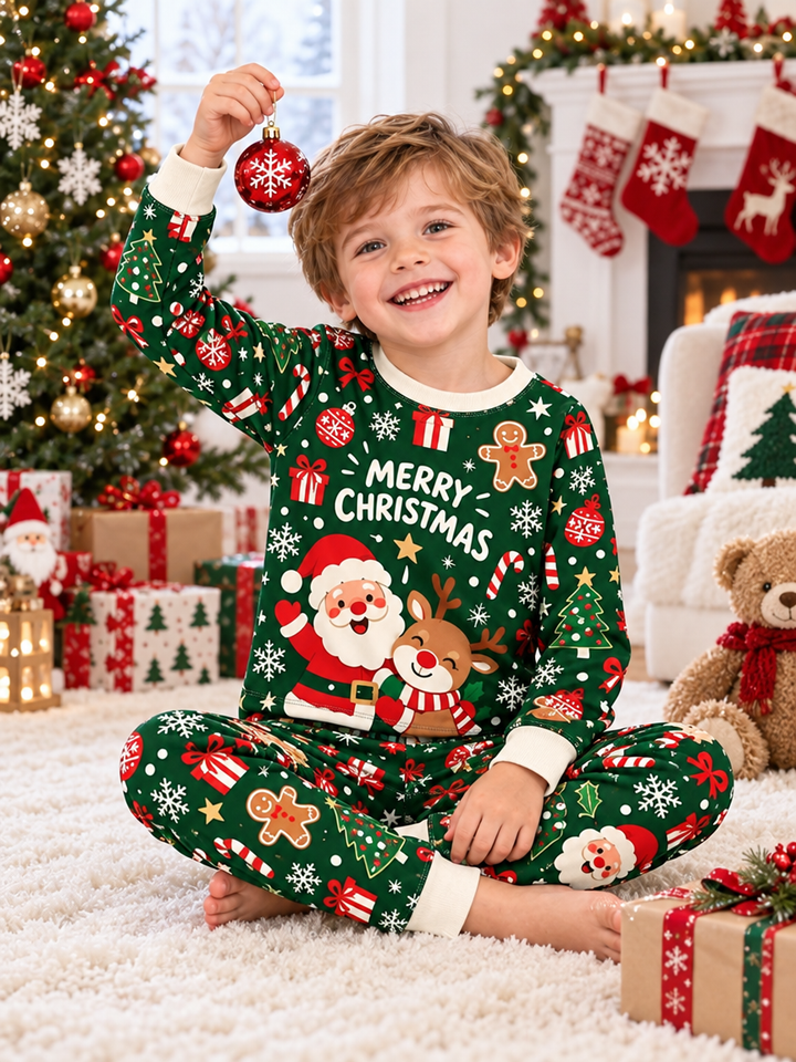 Jolly Santa Friends Bamboo Two Piece Long Sleeve Pajama Set