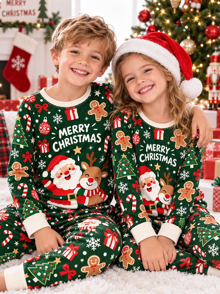 Jolly Santa Friends Bamboo Two Piece Long Sleeve Pajama Set