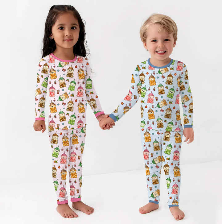 Holiday Bear Cup Two Piece Long Sleeve Pajama Set