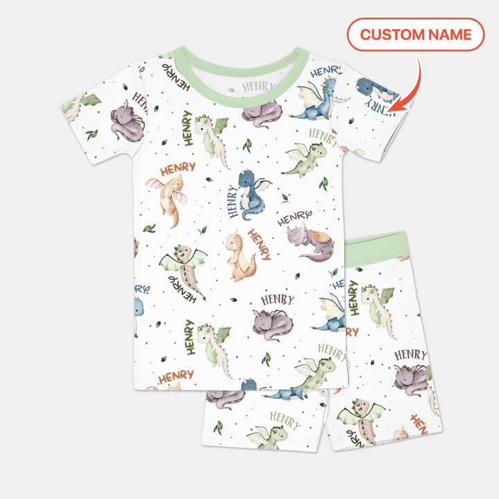 Sweet Baby Dragons Custom Name Two Piece Short Sleeve Shorts Pajama Set