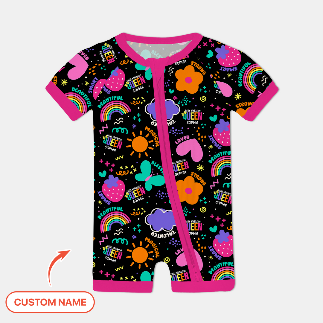 Custom Name Little Melanin Queen Shorty Zippy