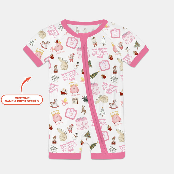Personalized Baby's First Christmas Shorty Zippy