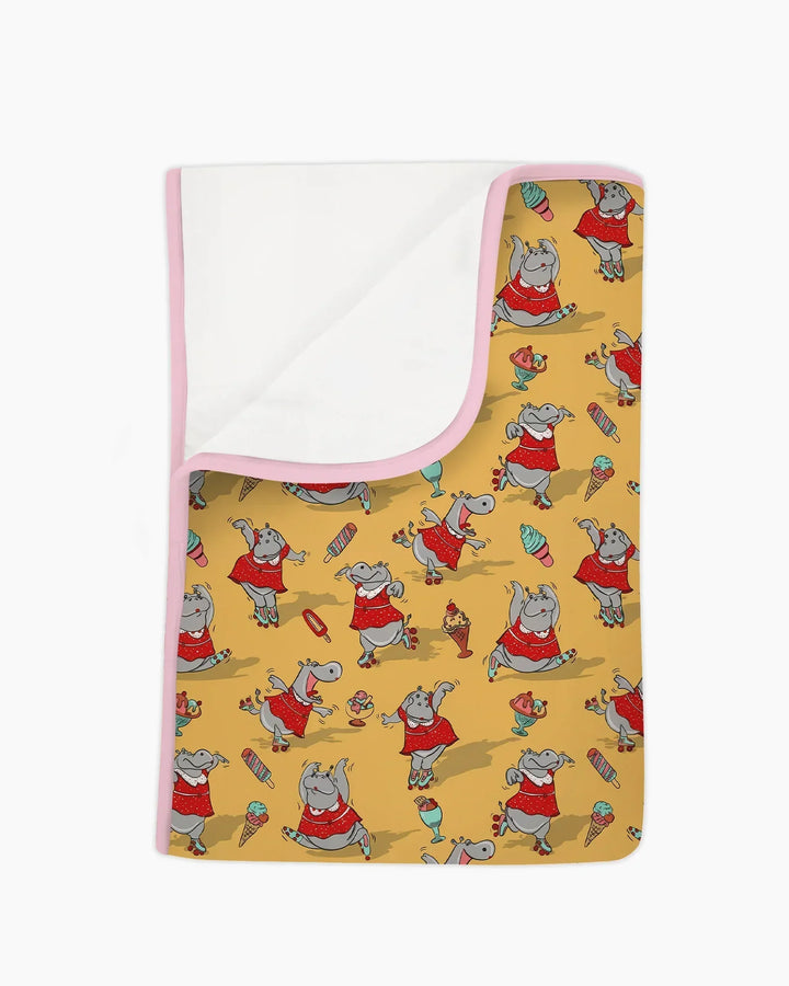 Dancing Hippo Treats Bamboo Blanket