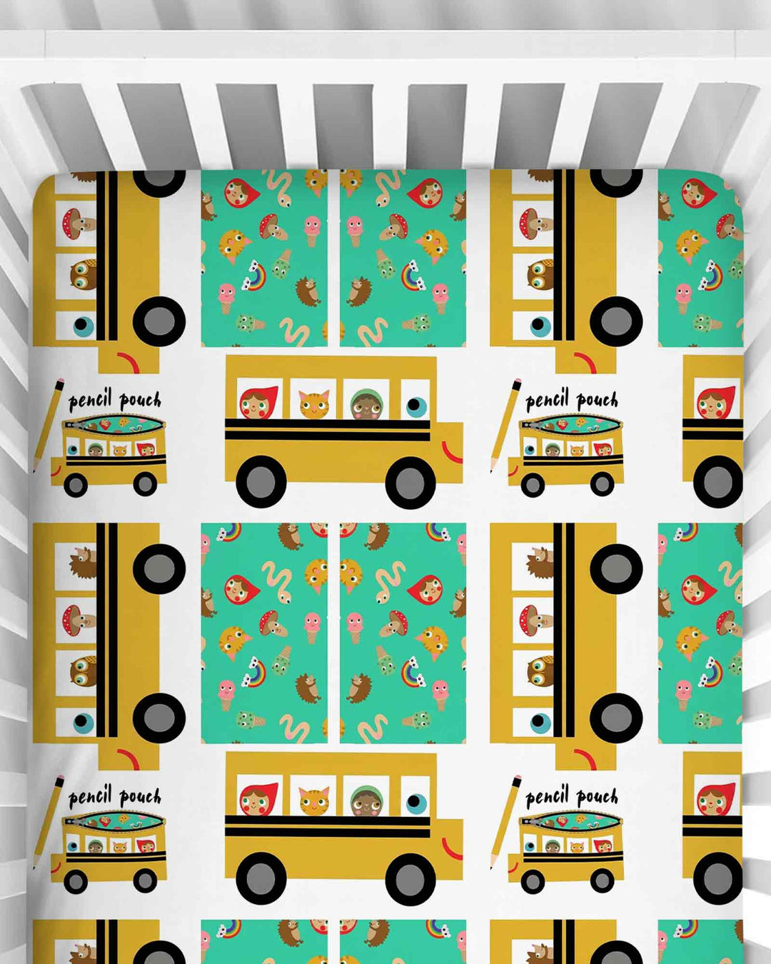 School Bus Adventures Bamboo Fitted Crib Sheet