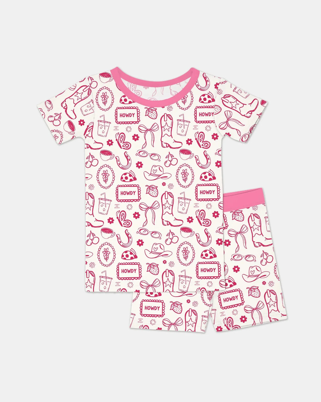 Doodle Wild West Cowgirl Bamboo Two Piece Short Sleeve Shorts Pajama Set