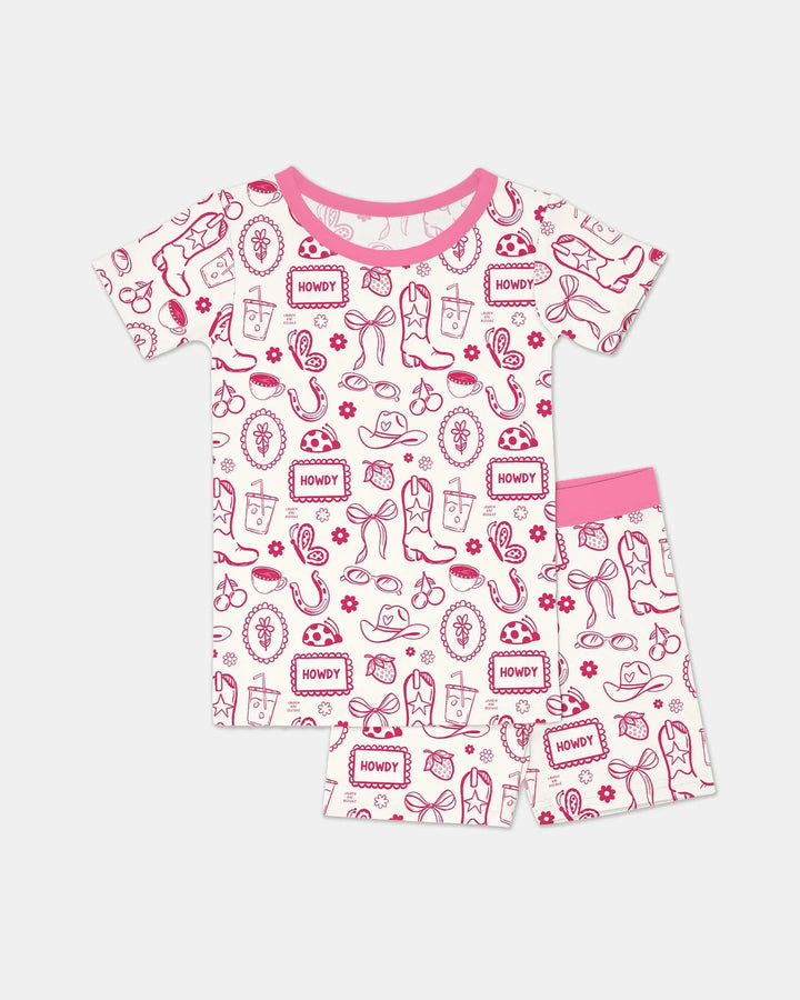 Doodle Wild West Cowgirl Bamboo Two Piece Short Sleeve Shorts Pajama Set