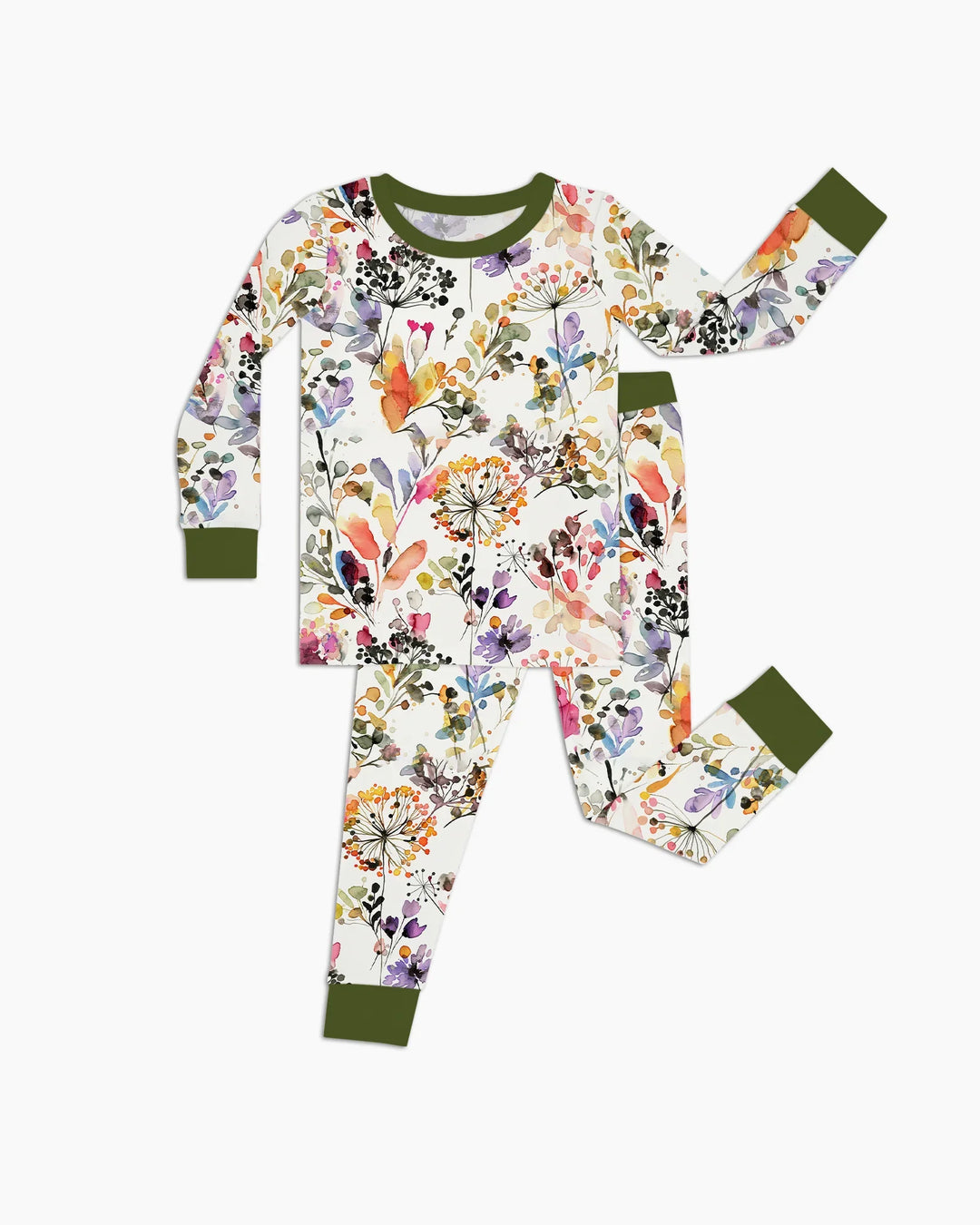 Conjunto de pijama de dos piezas de manga larga de bambú Autumn Meadow Botanicals