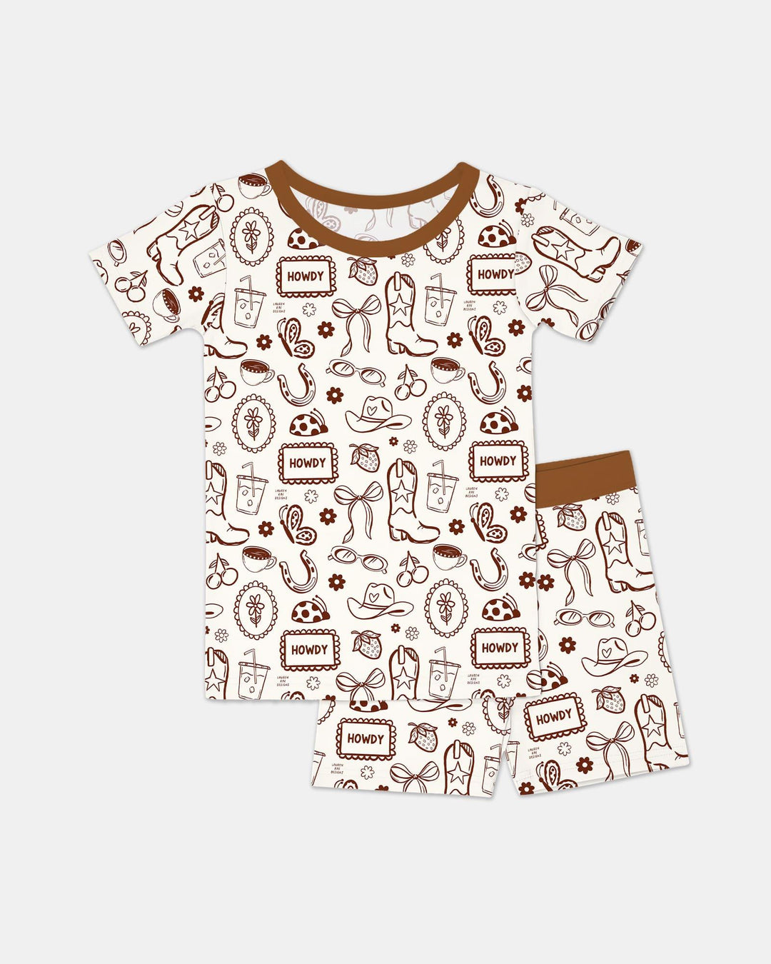 Doodle Wild West Cowgirl Bamboo Two Piece Short Sleeve Shorts Pajama Set