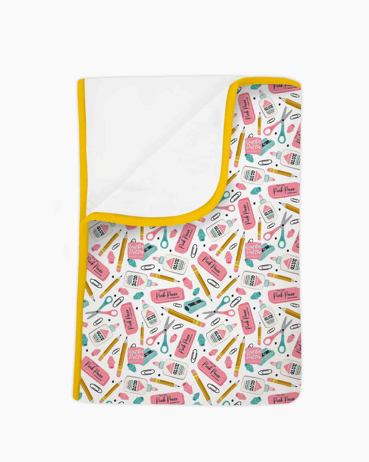 Pink Power School Supplies Bamboo Blanket