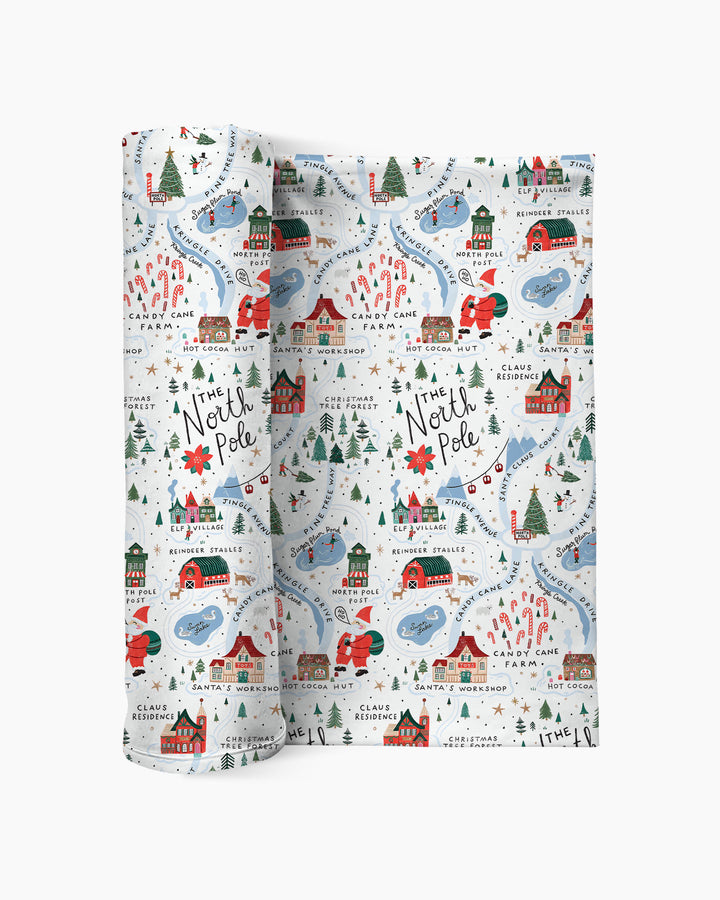 The North Pole Map swaddle blanket