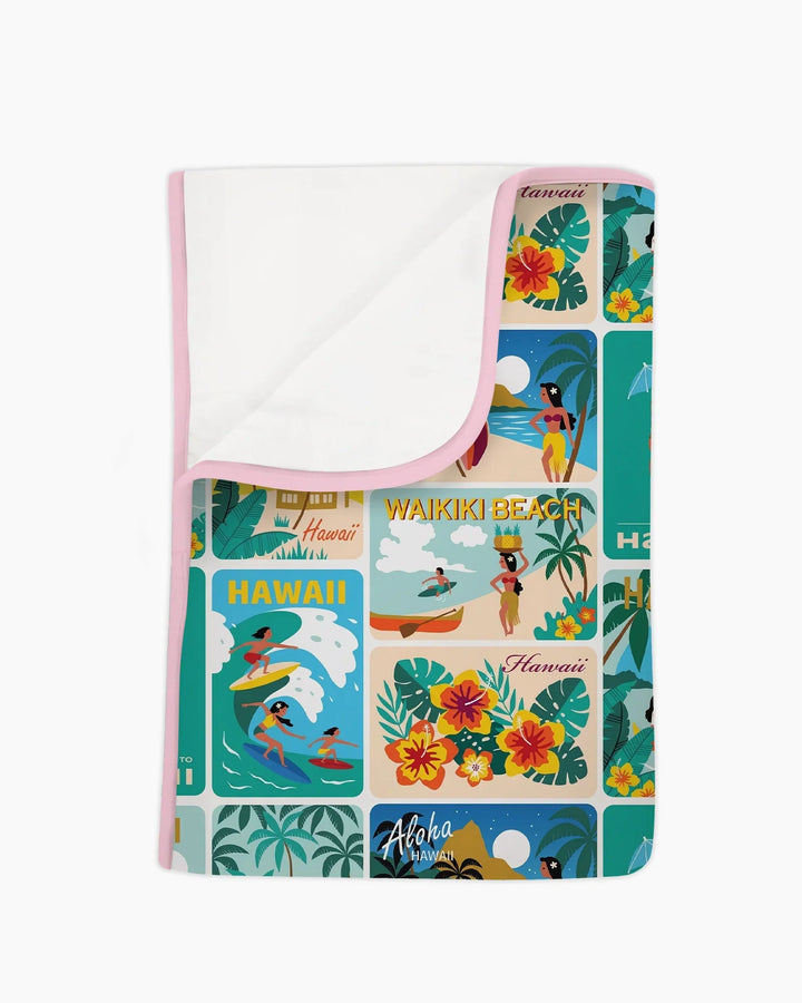 Aloha Postcard Paradise Bamboo Blanket