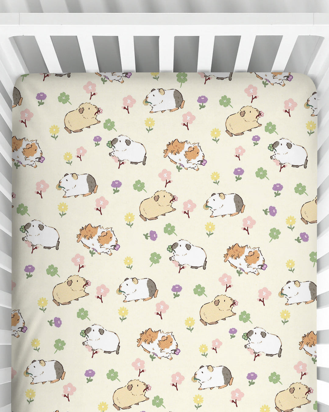 Guinea Pig Garden Bamboo Fitted Crib Sheet