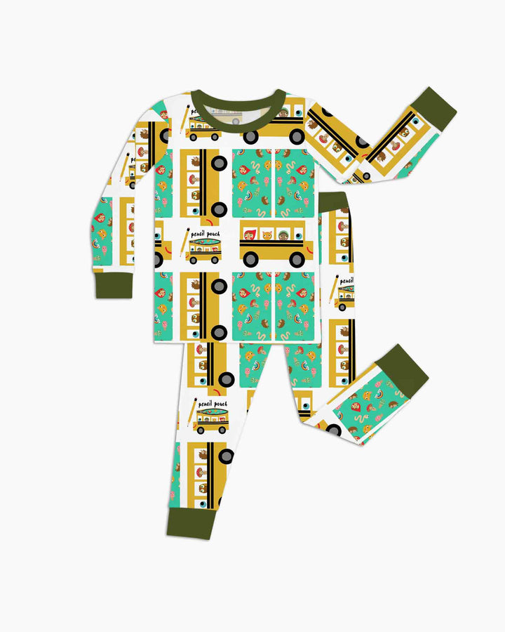 School Bus Adventures Bamboo Two Piece Long Sleeve Pajama Set