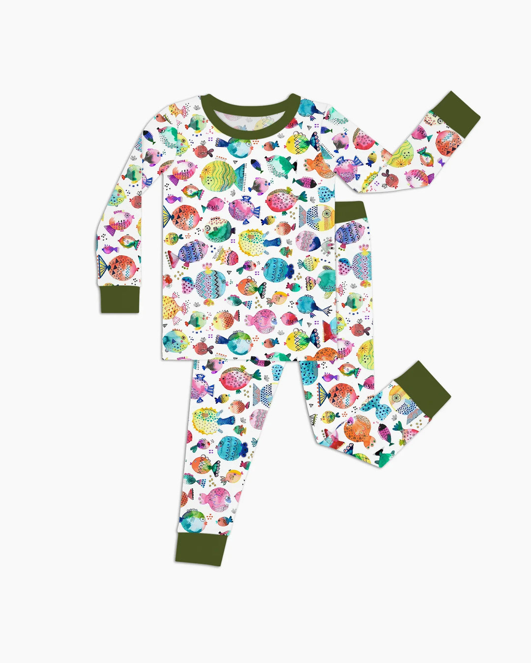 Rainbow Reef Fish Bamboo Two Piece Long Sleeve Pajama Set
