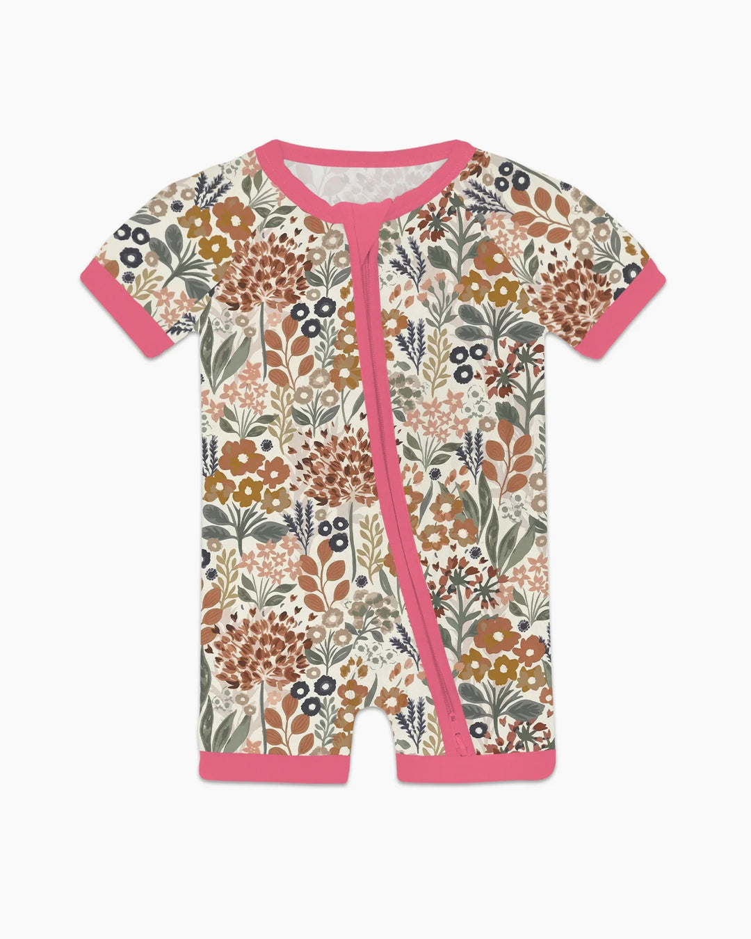Autumn Meadow Botanicals Pijama corto de bambú con cremallera
