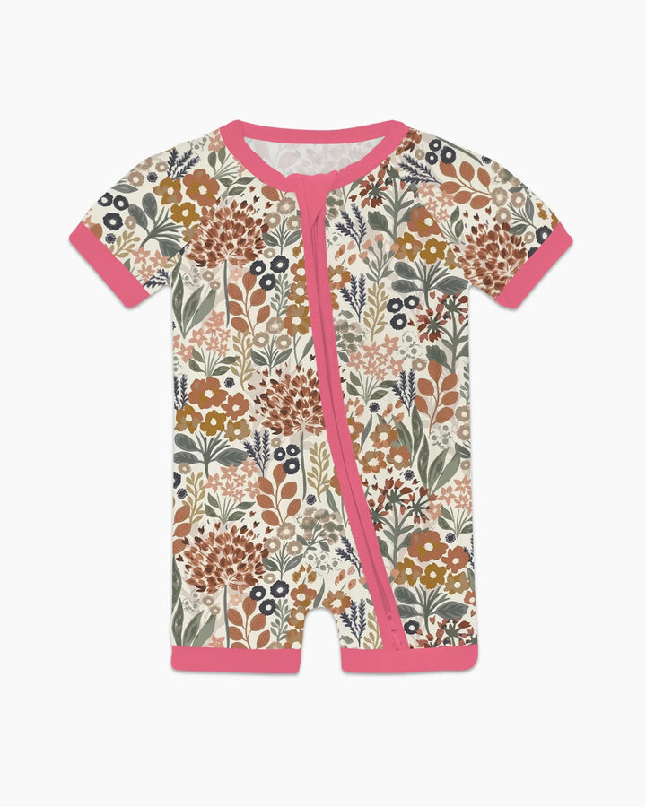 Autumn Meadow Botanicals Pijama corto de bambú con cremallera