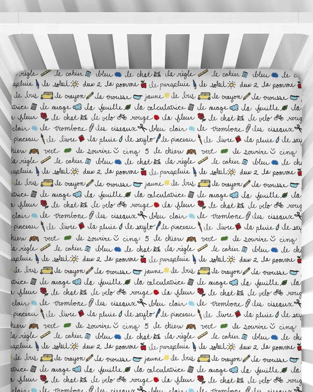 French Classroom Notes Bamboo Fitted Crib Sheet