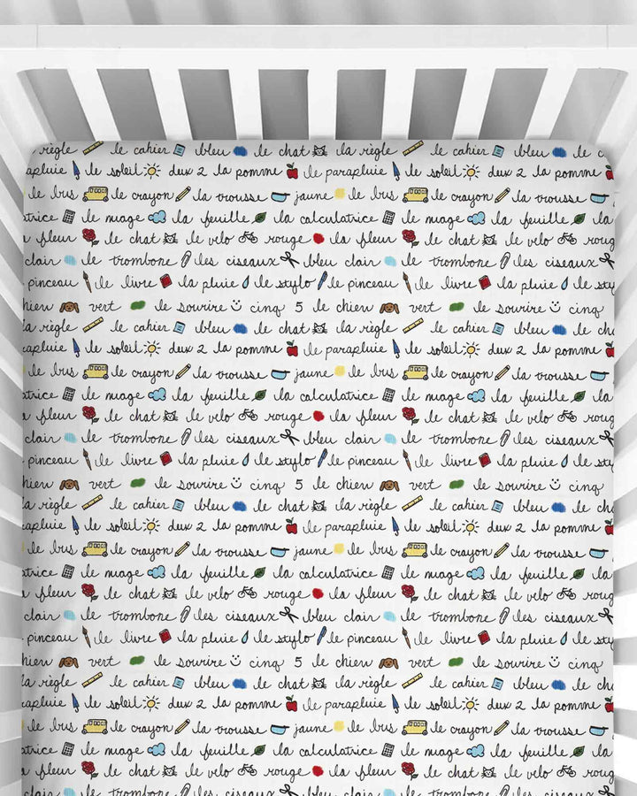 French Classroom Notes Bamboo Fitted Crib Sheet