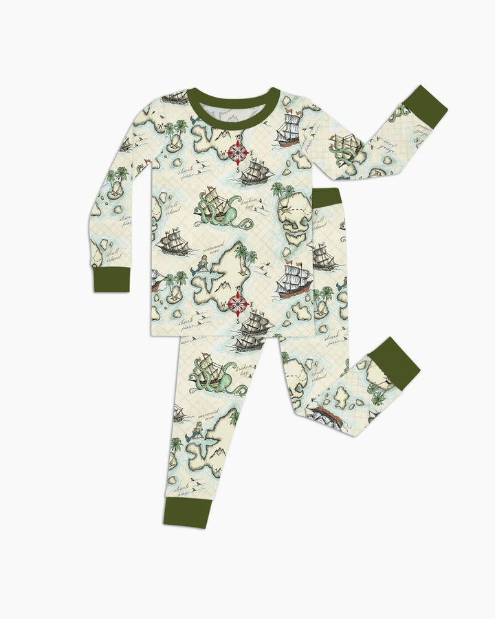 Pirate Treasure Map Quest  Bamboo Two Piece Long Sleeve Pajama Set