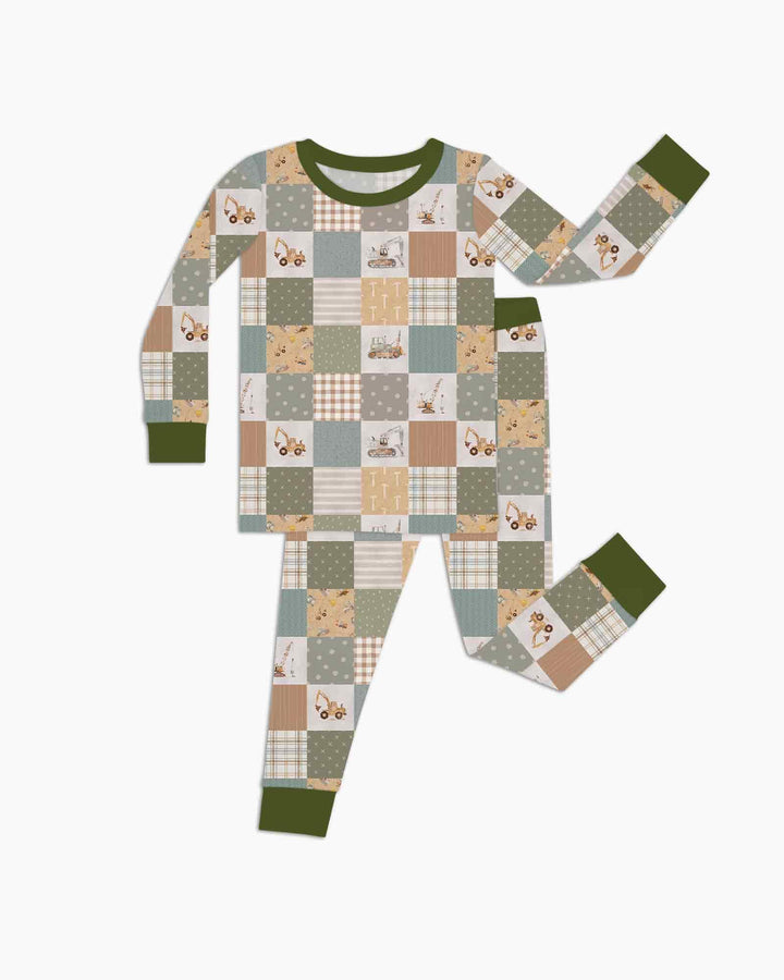 Construction Trucks Bamboo Two Piece Long Sleeve Pajama Set