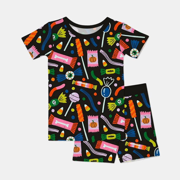 Trick or Treats Two Piece Short Sleeve Shorts Pajama Set - Zumbamboo