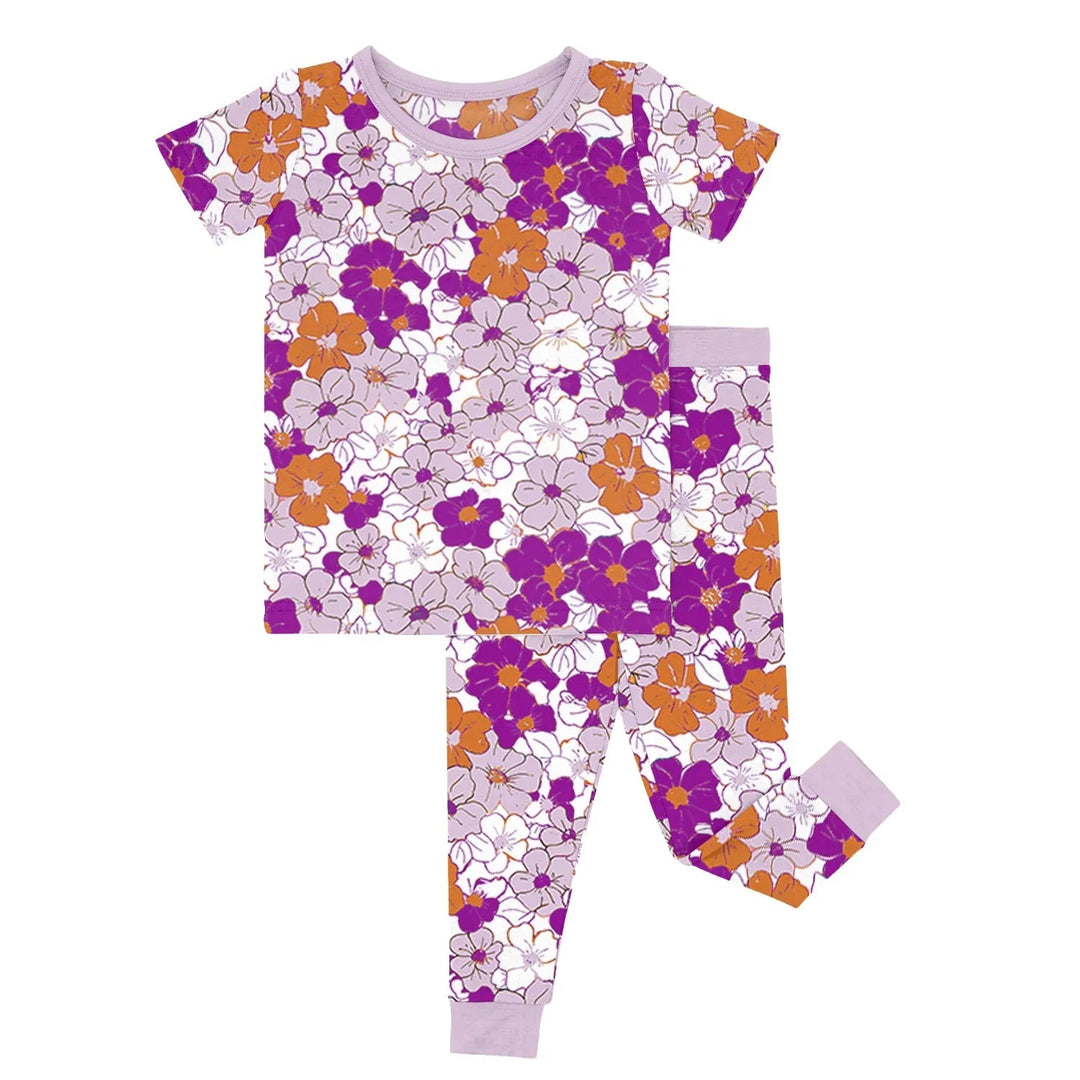 Tropical Floral Two Piece Short Sleeve Pajama Set - Zumbamboo