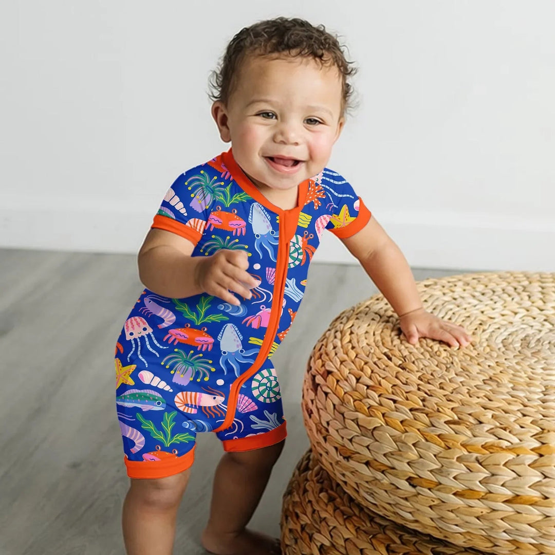 Under the Sea Shorty Zippered Romper - Zumbamboo