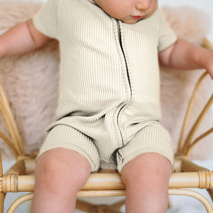 Vanilla Cream Ribbed Shorty Zippy - Zumbamboo